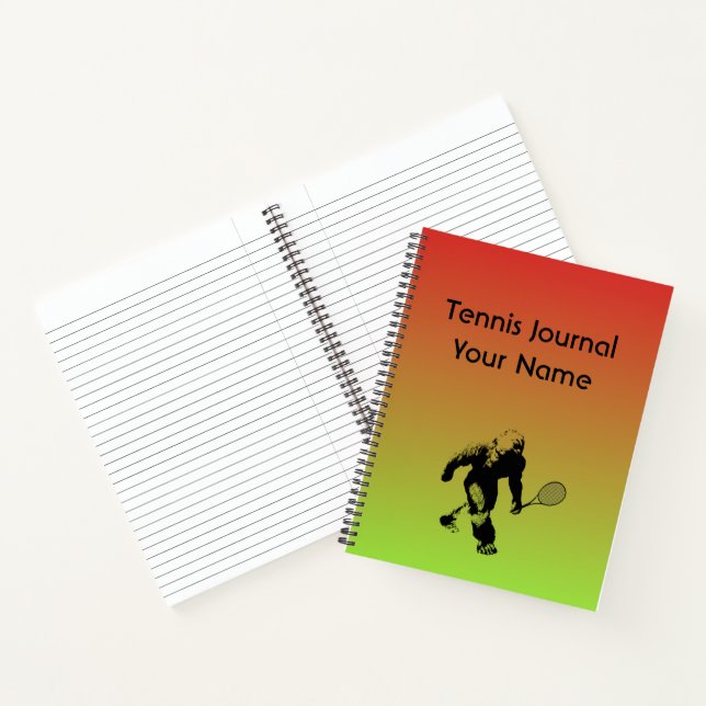 Bigfoot Tennis Player With Text on Red and Yellow Notebook (Inside)