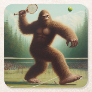 Bigfoot Tennis Square Paper Coaster