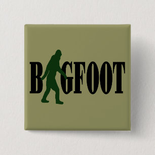 Bigfoot text & green squatch graphic 2 inch square button