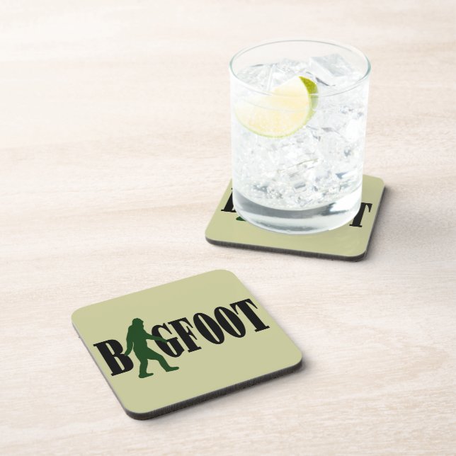Bigfoot text & green squatch graphic coaster (Right Side)