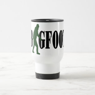 Bigfoot text & green squatch graphic travel mug