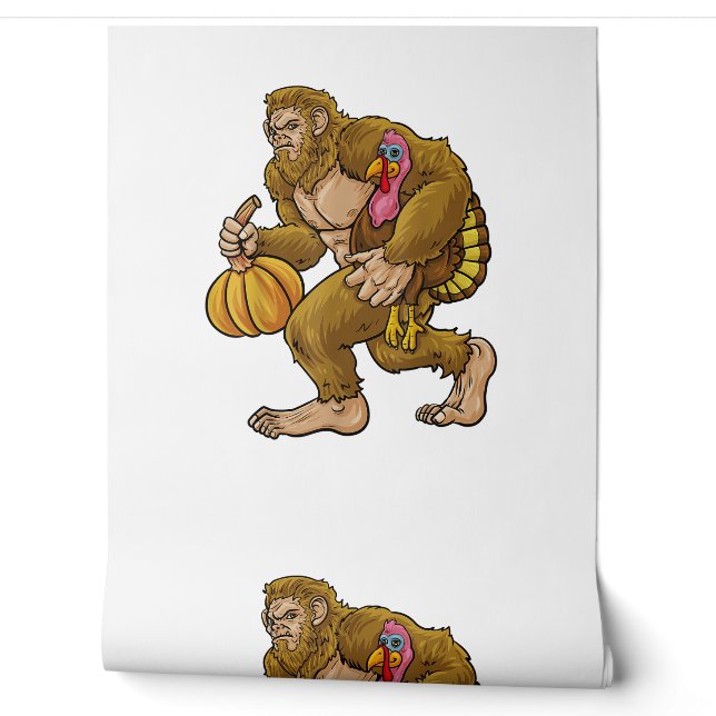 Bigfoot Thanksgiving Steals Turkey & Pumpkin Hide_ Wallpaper (Unrolling)