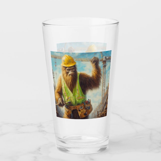 Bigfoot the Construction Worker Glass (Front)