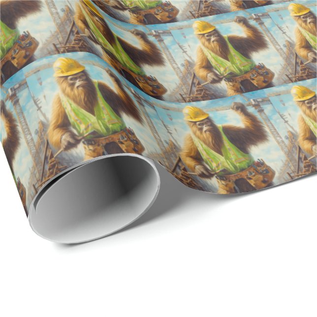 Bigfoot the Construction Worker Wrapping Paper (Roll Corner)