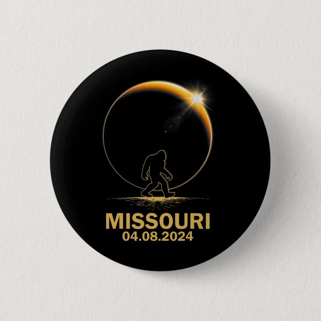 Bigfoot Total Solar Eclipse 4.08.2024 Missouri  2 Inch Round Button (Front)