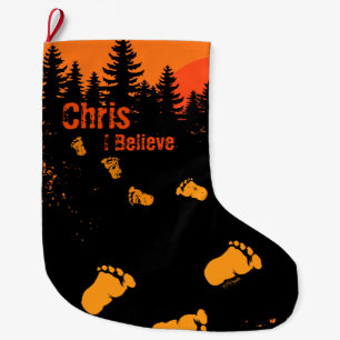 Bigfoot Tracks At Sunset Large Christmas Stocking