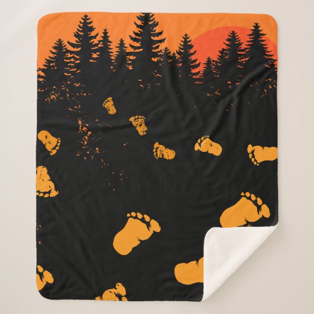 Bigfoot Tracks At Sunset Sherpa Blanket (Front)