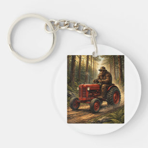 Bigfoot Tractor Design for Farmer Dad Farming Farm Keychain