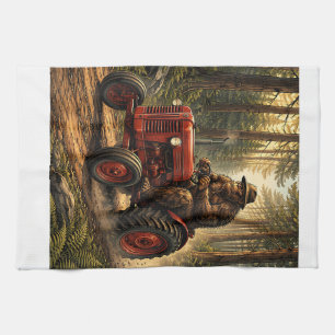 Bigfoot Tractor Design for Farmer Dad Farming Farm Kitchen Towel