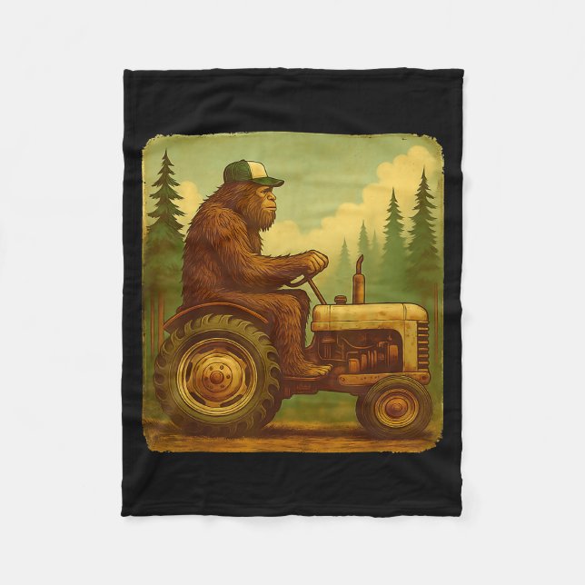 Bigfoot Tractor Farmer Design For Men Farming Farm Fleece Blanket (Front)
