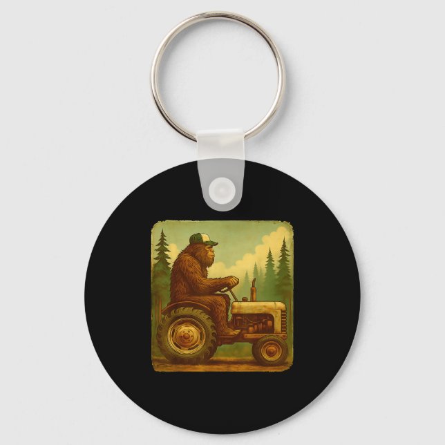 Bigfoot Tractor Farmer Design For Men Farming Farm Keychain (Front)