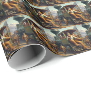 Bigfoot Train Engineer Wrapping Paper