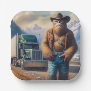 Bigfoot Truck Driver Paper Plate