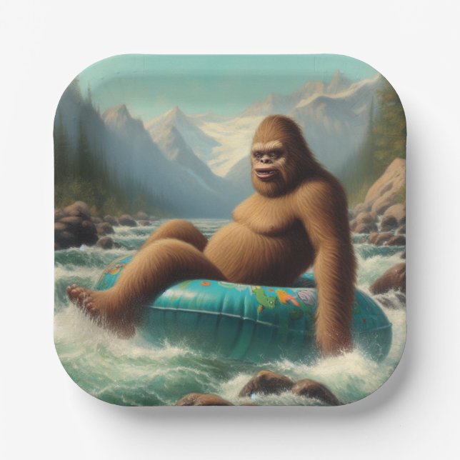 Bigfoot Tubing Paper Plate (Front)