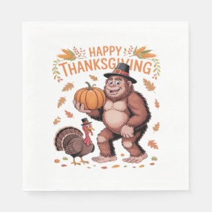 Bigfoot Turkey Pumpkin Thanksgiving Day Classic T- Napkin