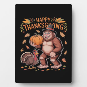 Bigfoot Turkey Pumpkin Thanksgiving Day Classic T- Plaque
