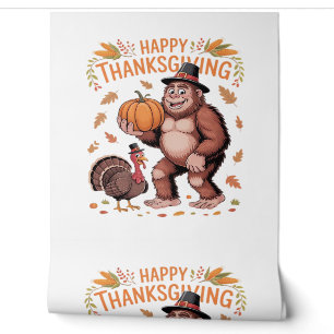 Bigfoot Turkey Pumpkin Thanksgiving Day Classic T- Wallpaper