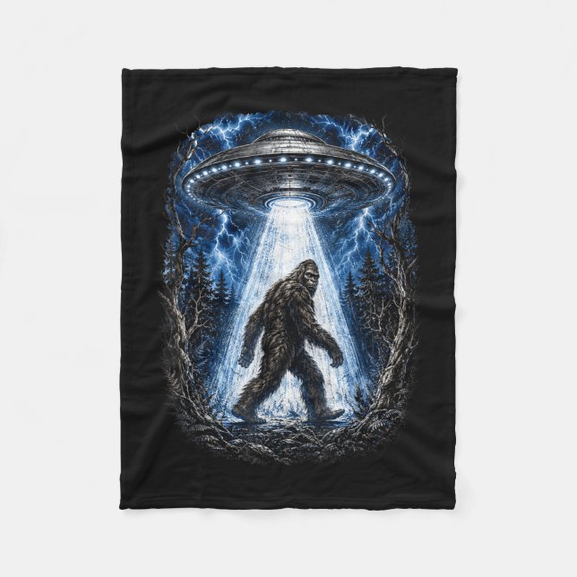 Bigfoot ufo alien abduction funny sasquatch  fleece blanket (Front)