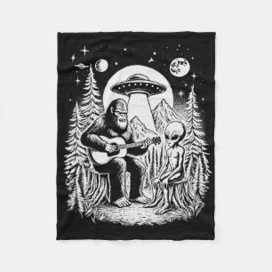 Bigfoot Ufo Alien Around Campfire Nature Hiking Sa Fleece Blanket