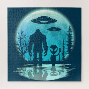 Bigfoot UFO Alien Jigsaw Puzzle