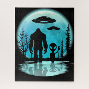Bigfoot UFO Alien Jigsaw Puzzle