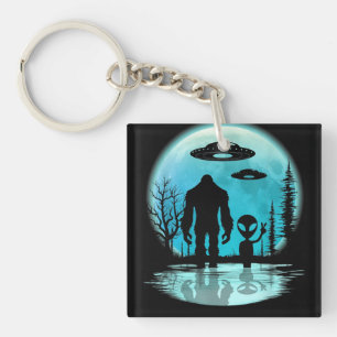Bigfoot UFO Alien Keychain