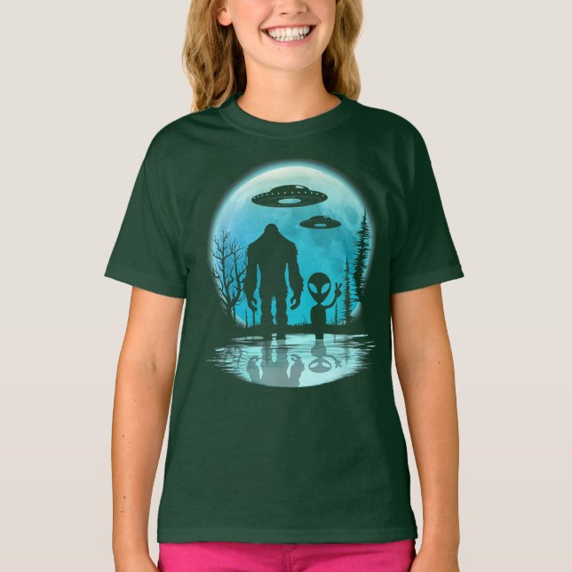 Bigfoot UFO Alien T-Shirt (Front)