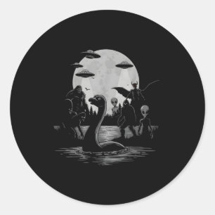 Bigfoot Ufo Loch Ness Monster Mothman And Aliens!  Classic Round Sticker
