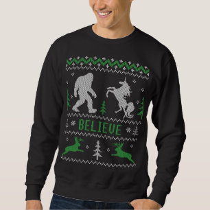 Bigfoot Unicorn Jackalope Ugly Christmas Sweater S