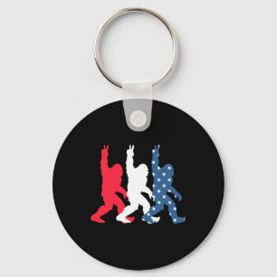 Bigfoot Usa Flag - Independence Day - Patriotic 4t Keychain