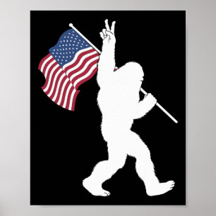 Bigfoot Usa Flag Poster