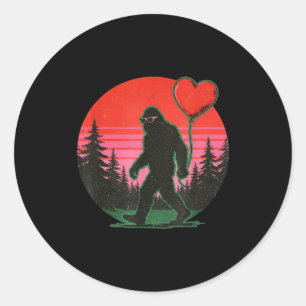Bigfoot valentine funny sasquatch love heart classic round sticker