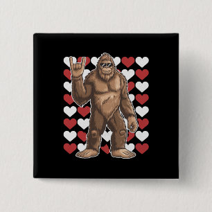 Bigfoot Valentines Day Funny Hearts Sasquatch Love 2 Inch Square Button