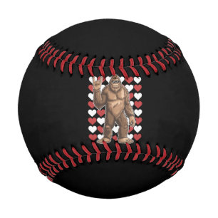 Bigfoot Valentines Day Funny Hearts Sasquatch Love Baseball