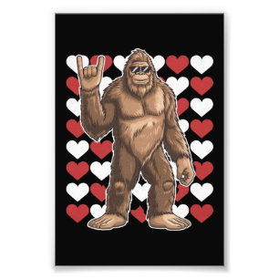 Bigfoot Valentines Day Funny Hearts Sasquatch Love Photo Print