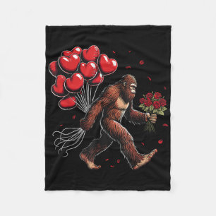 Bigfoot Valentines Day Funny Sasquatch Hearts Love Fleece Blanket