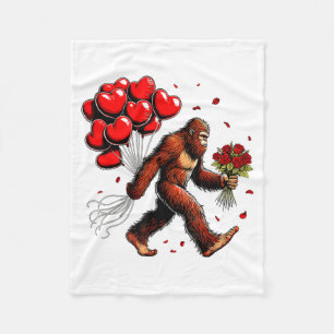 Bigfoot Valentines Day Funny Sasquatch Hearts Love Fleece Blanket