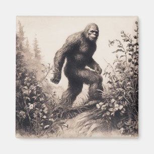 Bigfoot Vintage Illustration Folklore Magnet