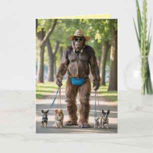 Bigfoot Walkin' the Dog Card