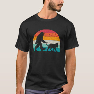 Bigfoot Walking a Dog Funny Bloodhound Lovers Dog  T-Shirt