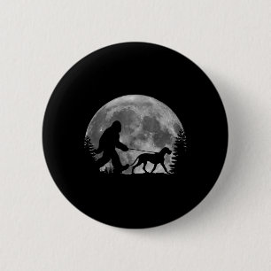 Bigfoot Walking A Dog Funny Great Dane Lovers Moon 2 Inch Round Button