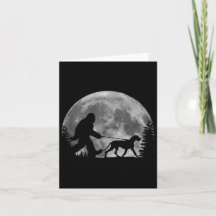 Bigfoot Walking A Dog Funny Great Dane Lovers Moon Card