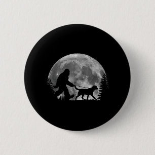 Bigfoot Walking A Dog Labrador Retriever Dad Moon 2 Inch Round Button