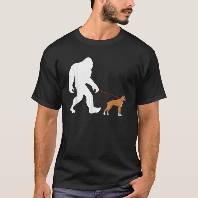 Bigfoot Walking Boxer Chien TShirt Sasquatch avec  (Devant)