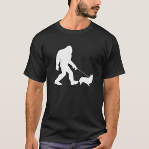 Bigfoot Walking Corgi Dog Funny Gift T-Shirt
