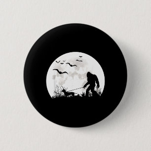 Bigfoot Walking Dachshund Dog Moon Sasquatch 2 Inch Round Button