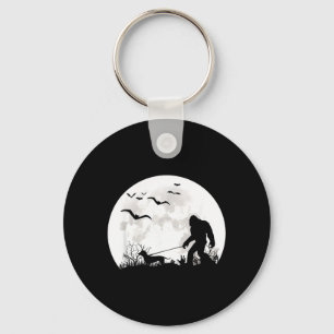 Bigfoot Walking Dachshund Dog Moon Sasquatch Keychain
