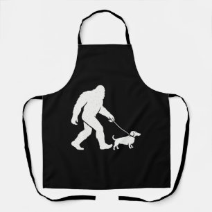 Bigfoot Walking Dachshund Funny Wiener Dog Dad Apron