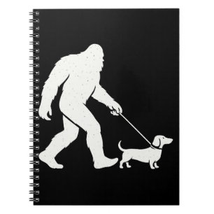 Bigfoot Walking Dachshund Funny Wiener Dog Dad Notebook