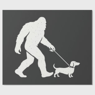 Bigfoot Walking Dachshund Funny Wiener Dog Dad  Wrapping Paper